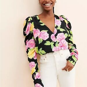 AFRM Anthropologie Floral V-Neck bodysuit Women's Top size small